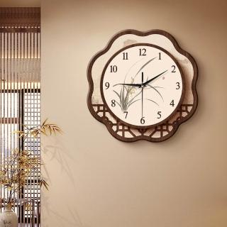 DYT 新中式靜音創意掛鐘 31*31cm 客廳鐘表掛墻 創意時鐘 創意康巴絲電子鐘