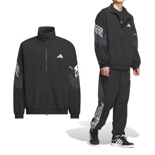 【adidas 愛迪達】Word Woven Jkt 男款 黑色 寬鬆 全長拉鍊搭配 立領 休閒 外套 KA1265