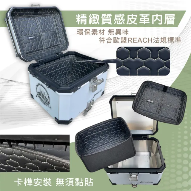 【Astutain】阿斯圖坦 55L 鋁合金車尾箱 機車後箱 機車後備箱 機車置物箱 機車行李箱 鋁箱(多色任選)