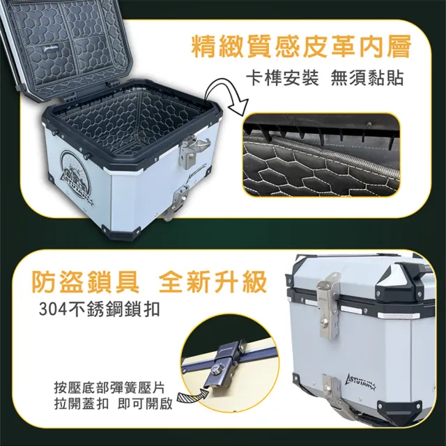 【Astutain】阿斯圖坦 45L 鋁箱三件組 鋁合金車尾箱 機車後箱 後備箱 機車置物箱 機車行李箱(多色任選)