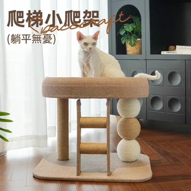 【IPSKY】小戶型貓爬架47公分(劍麻磨爪逗貓球 矮腳貓貓跳臺 貓窩貓樹一體 貓抓柱 胖貓無憂 四季通用)（其他規格）