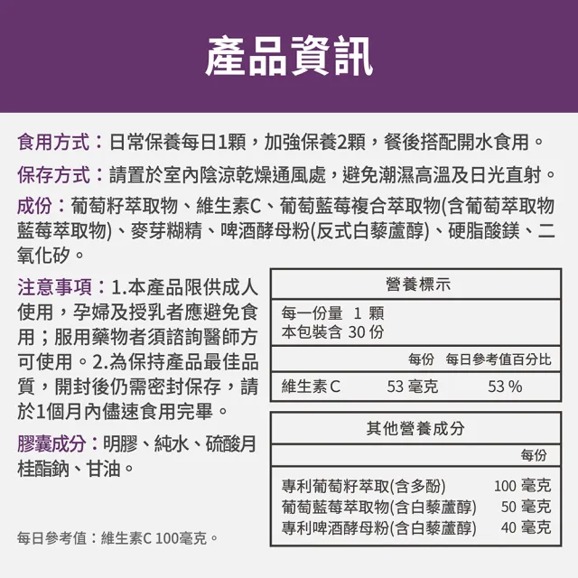 【FJ 豐傑生醫】白藜蘆醇-30顆/袋(養顏美容 ｘ 滋補調理)
