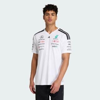 【adidas 愛迪達】MERCEDES AMG PETRONAS F1 短袖賽車服(KF0160 男款修身運動上衣 吸濕排汗 白色)