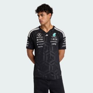 【adidas 愛迪達】MERCEDES AMG PETRONAS F1 短袖賽車服(KF0161 男款修身運動上衣 吸濕排汗 黑色)