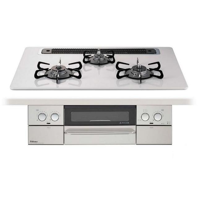 Paloma 日本製嵌入式爐連烤 PD-819WS-75CV，採用天然瓦斯數位安全爐設計，具備三口防空燒功能，確保安全烹飪。內建 La-cook 全自動調理系統，遠紅外線高溫烤箱溫度達 300°C 以上，媲美專業燒烤店水準。無邊框琺瑯檯面易清潔，適合現代廚房使用，日本原裝進口，品質保證。