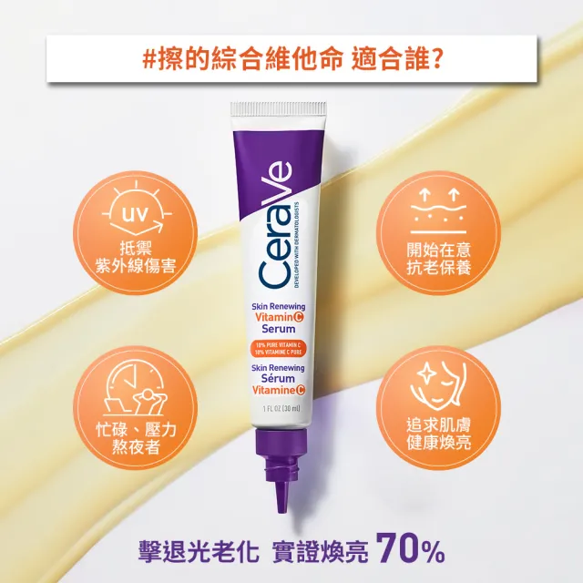 【CeraVe 適樂膚】全新上市緊緻修護組★極抗痕C10煥亮修護精華+極抗痕多肽緊緻修護霜(全新緊緻小紫霜)