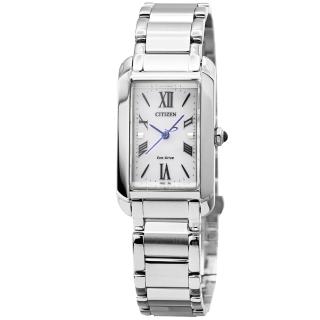【CITIZEN 星辰】星辰ECO DRIVE方形光動能鋼帶女錶-白麵 / EW5620-55A