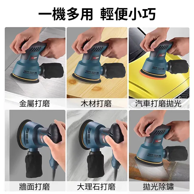 【森森機具】110V圓型砂紙機 5吋8孔 交換禮物(3種套組 6檔調速 砂光機 磨砂機 抛光機)