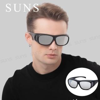 【SUNS】台灣製偏光太陽眼鏡 包覆式太陽眼鏡 水銀鏡面 抗UV400/可套鏡(防眩光/遮陽/眼鏡族首選)