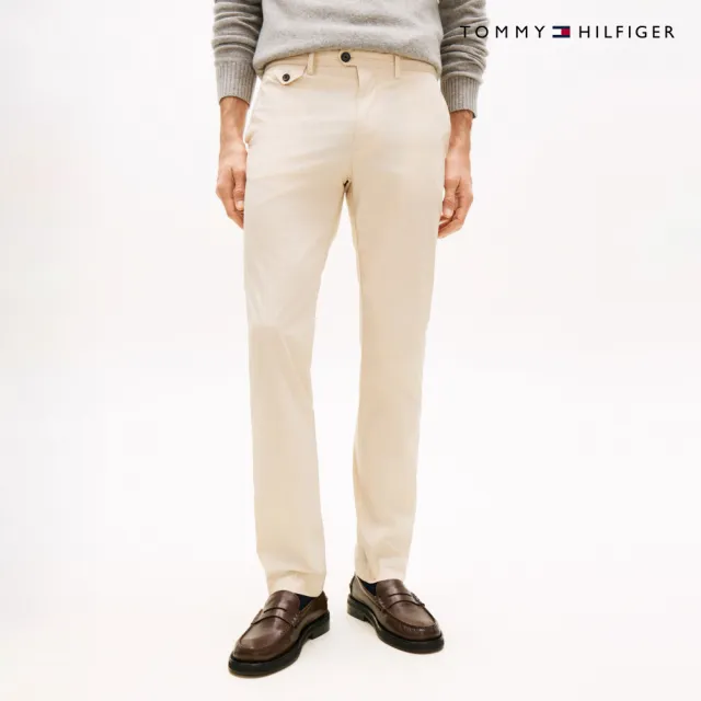 【TOMMY HILFIGER】官方旗艦館Denton 彈性府綢棉斜紋長褲_棕色