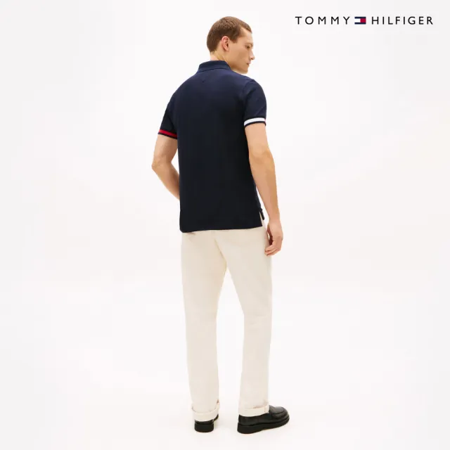 【TOMMY HILFIGER】官方旗艦館TH 袖口設計修身 Polo 衫_藍色