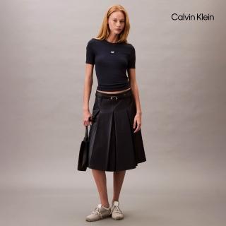 【CALVIN KLEIN】官方旗艦館CK Logo 莫代爾彈力羅紋短袖 T 恤 藍色