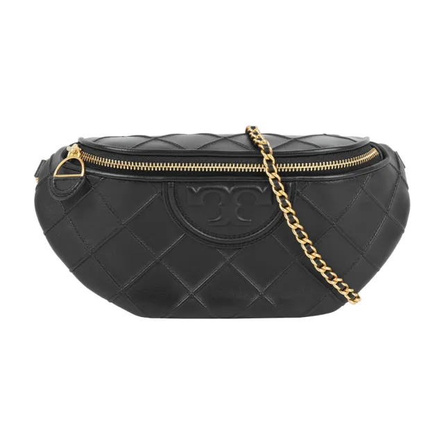【TORY BURCH】Fleming 納帕皮革拉鍊腰包(黑色)