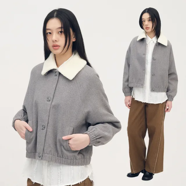 【plain-me】SAAKO 外套 女生外套 短版外套 保暖 毛呢外套 可拆領_SAA1126-252
