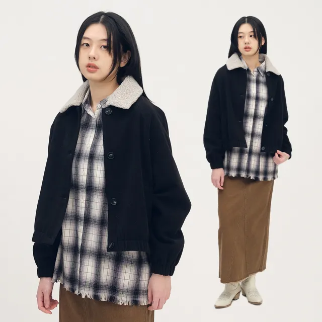 【plain-me】SAAKO 外套 女生外套 短版外套 保暖 毛呢外套 可拆領_SAA1126-252