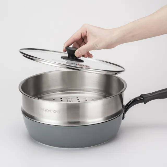 【DIAMOND CHEF】304不鏽鋼蒸籠28cm(海鮮蒸籠/電鍋蒸籠/蒸鍋/蒸架/蒸盤/海鮮塔/火鍋/蒸氣鍋)