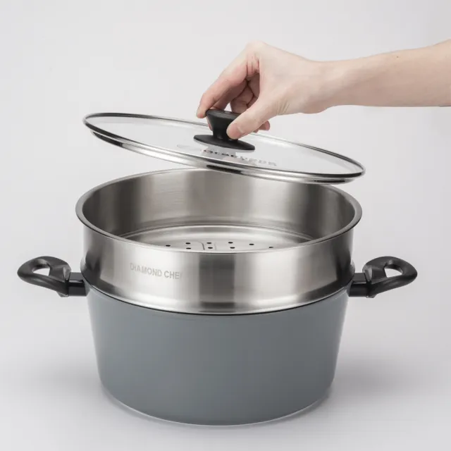 【DIAMOND CHEF】304不鏽鋼蒸籠28cm(海鮮蒸籠/電鍋蒸籠/蒸鍋/蒸架/蒸盤/海鮮塔/火鍋/蒸氣鍋)
