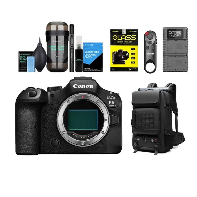 【Canon】EOS R6 Mark III R6M3單機身+藍牙遙控器+UCN2充電器+nano氣吹+EY-15清潔+7768包+鋼化貼(公司貨)