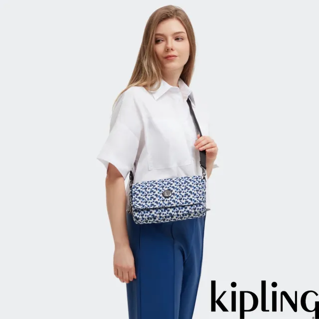 【KIPLING】豹紋印花翻蓋手提斜背兩用包-ARAS 女包