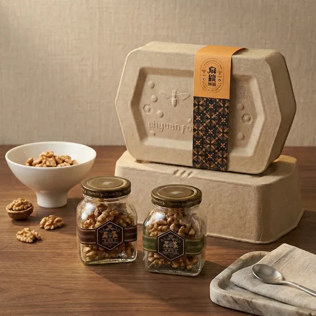 【CHYUANFA 泉發蜂蜜】蜂蜜堅果禮盒組 (蜂蜜腰果/蜂蜜核桃) 環保蜂巢盒 附提袋 伴手禮 中秋送禮推薦