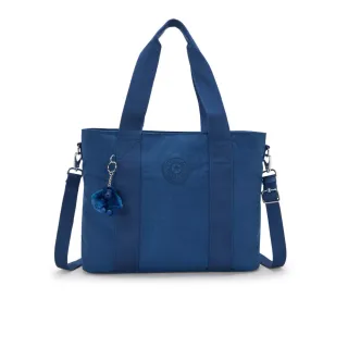 【KIPLING官方旗艦館】休閒藍大容量手提肩背托特包-MINTA L UP