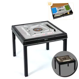 【商密特】T650輔助照明進化版 過山電動麻將桌 餐桌款(玻璃鏡面系列 琉璃黑)