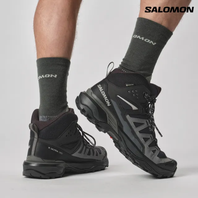 【salomon】X ULTRA 360 MID GORE-TEX 男款 中筒登山鞋 黑/磁灰/藍灰
