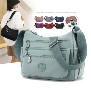 【吉豐洋行】輕巧休閒大容量防潑水5隔層耐磨尼龍斜背包/側背包(防水包 長輩最愛多隔層大容量)