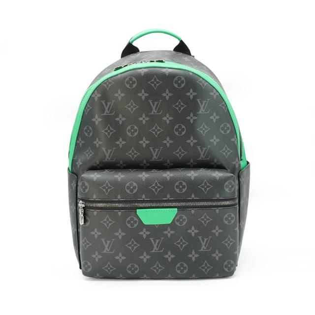 LV LOUIS VUITTON路易威登 M25887 Discovery Backpack PM 老花帆布拚綠色帆布後背包