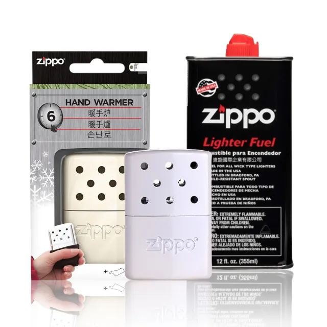 【Zippo】暖手爐懷爐-小型珍珠白-6小時＋355MLZippo專用油(暖手爐 懷爐)