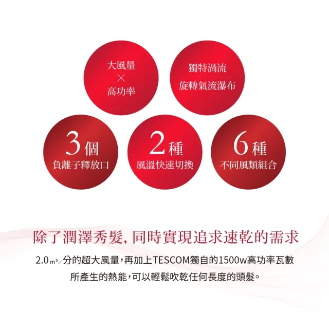 【TESCOM】TESCOM 防靜電負離子大風量渦流吹風機 TID2200TW(尊爵黑)