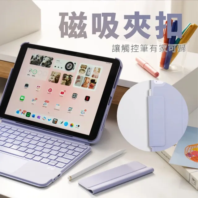 Lycander LY-CL1 iPad Air Pro磁吸超薄藍牙鍵盤多功能軍規防震平板保護殼(簍空散熱/可拆卸變形)