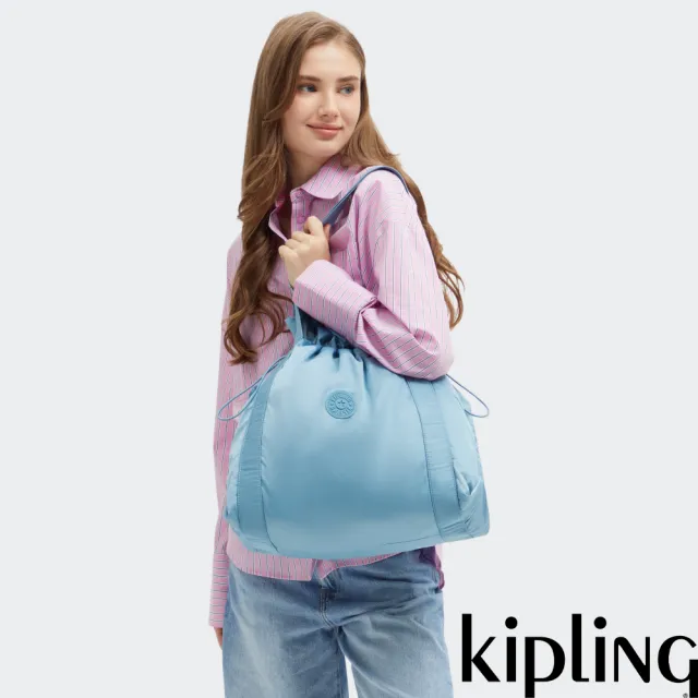 【KIPLING】『拉拉包』湖水藍束口托特包-ELMAR 女包