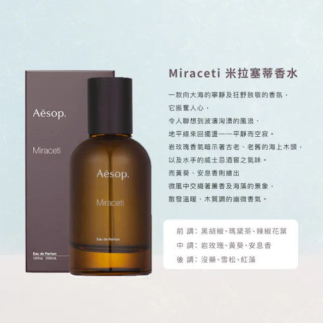 【Aesop】香水 50ml(米拉塞蒂/格歐暮-國際航空版)
