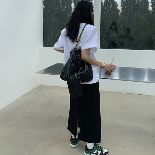 【EMMA SUE】雙11 鏈條包大容量 包包女 菱格包包 手提包 包包女 托特包 軟皮包包 包包 腋下包 鏈