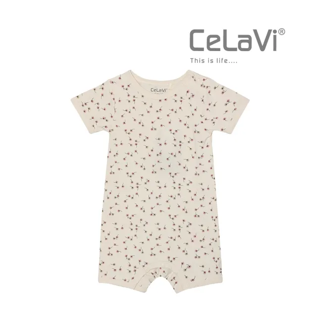 【Brands4Kids】小花紛飛米色短袖連身寬褲_CeLaVi系列(3種尺寸可選)