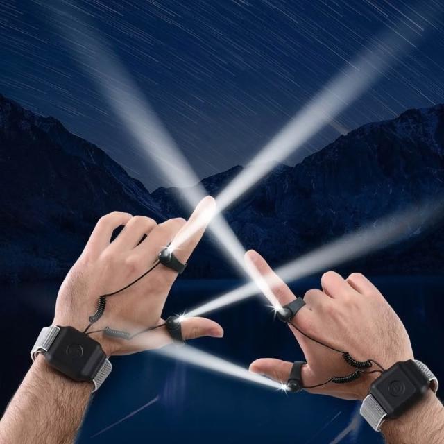 手指環夜間強光照明燈(防災 地震包 手電筒 路跑 夜釣 工作 維修燈 手腕 戒指 戶外 運動)