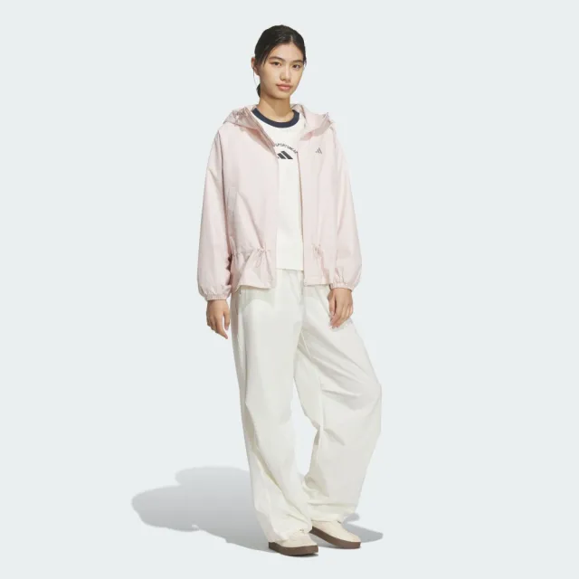 【adidas 愛迪達】外套 女 運動連帽外套 亞規 FAV WV JKT 粉 KS2808