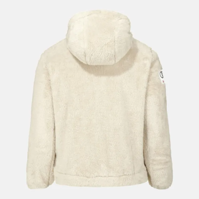 【DESCENTE】外套 女 運動連帽外套 刷毛 (SWISS SKI) HIGH-LOFT FLEECE JACKET 米白 SQ423SKTO3-LBEG