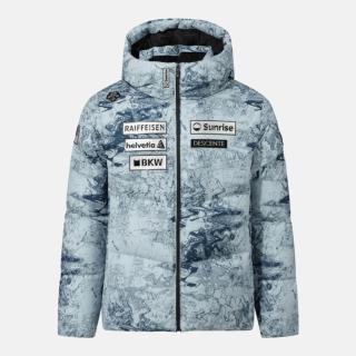 【DESCENTE】外套 男 羽絨外套 (SWISS SKI) HOODED DOWN JACKET 藍灰 SQ423SDJO3-PAT0