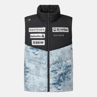 【DESCENTE】羽絨背心 男 保暖 (SWISS SKI) MIDDLE DOWN VEST 黑藍 SQ421SDVO1-PAT0