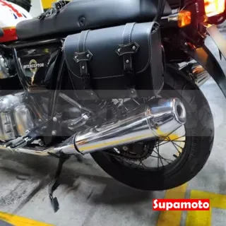 【Supamoto】MG85―雙皮帶扁圓包 (皮革圓筒包/車頭包/復古檔車改裝/側包/側箱/車尾包/加掛包包)