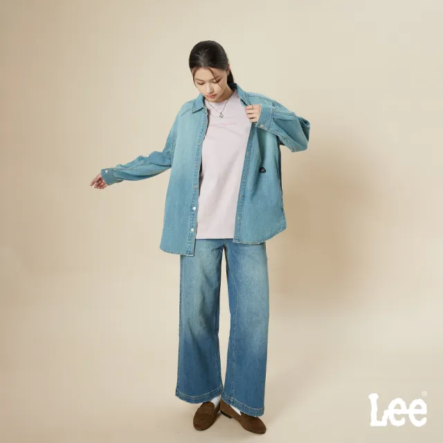 【Lee】女裝 牛仔褲 / 430 中腰舒適寬褲 闊腿褲 中深藍洗水 LB517114056