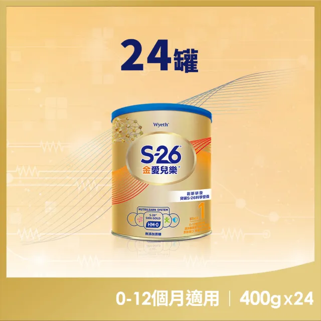 【惠氏 S-26】官方直營 金愛兒樂嬰兒配方（再升級版(400gx24罐)
