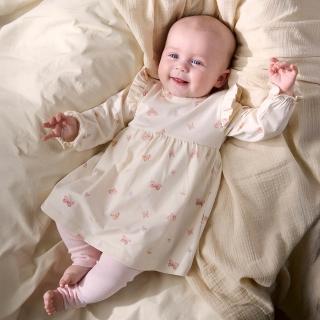 【Brands4Kids】蝴蝶紛飛米色長袖包屁洋裝 FIXONI系列(4種尺寸可選)