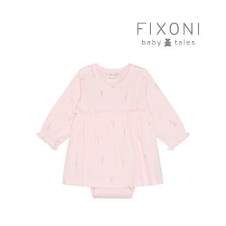 【Brands4Kids】小黃花粉色羅紋長袖包屁洋裝 FIXONI系列(4種尺寸可選)