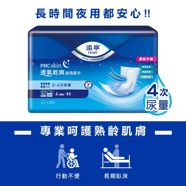【添寧】新升級 長效/夜用型成人紙尿褲M/L-XL 6包x1箱+透氣乾爽夜用型替換式尿片 22片x8包x1箱(合購)