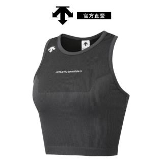 【DESCENTE】迪桑特 女士 經典螺紋短版運動背心(黑色)