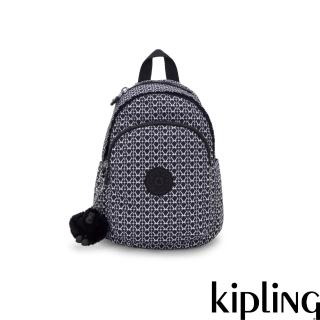 【KIPLING】經典老花拉鍊式小巧收納後背包-DELIA MINI