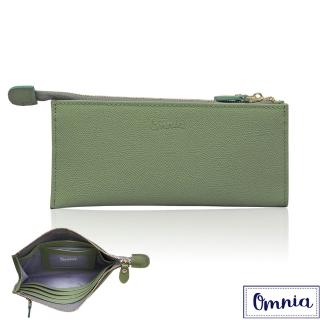 【Omnia】6卡1照浪漫風情單拉鍊牛皮長夾5103(酪梨綠)